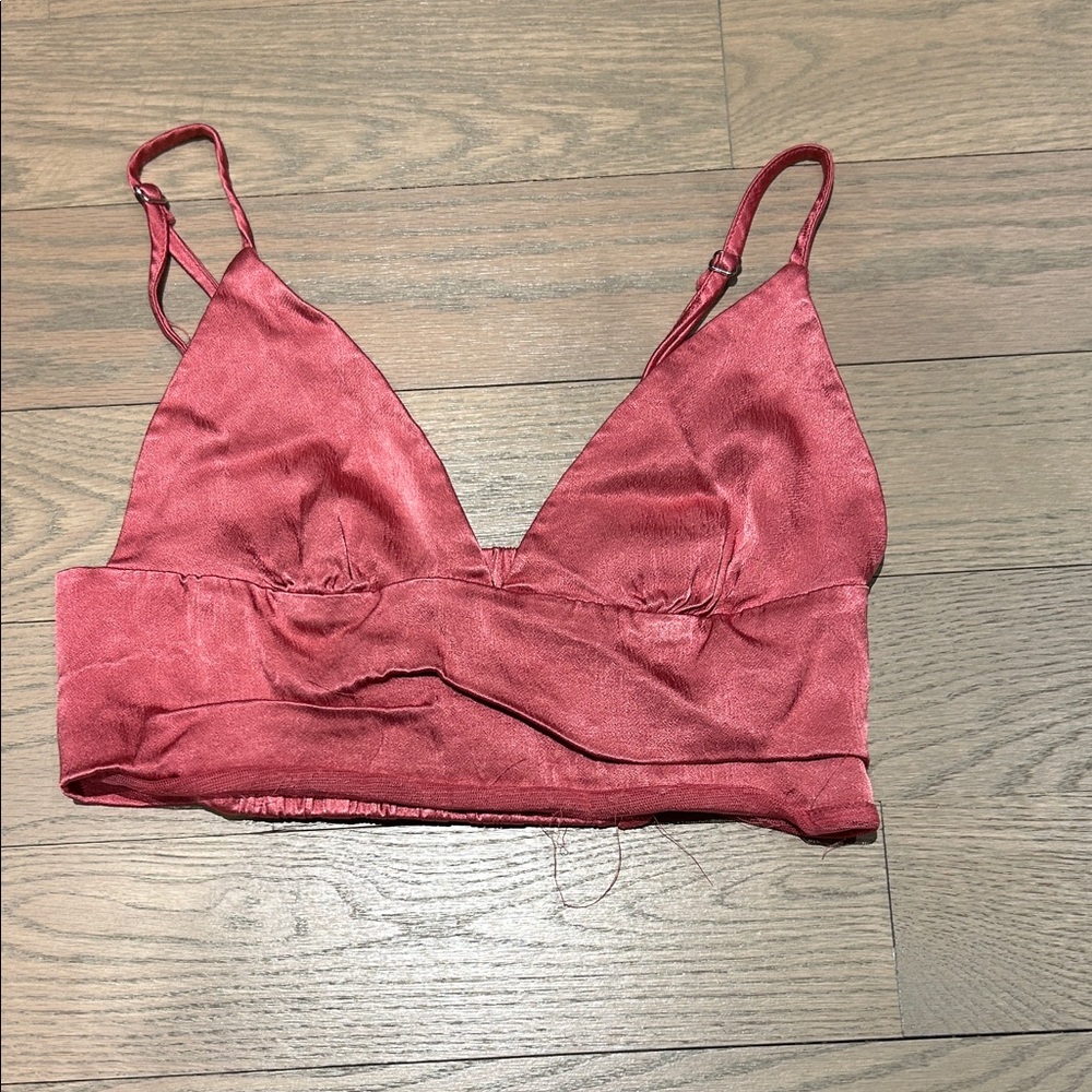 Zara Satin Bralette in Rose Red